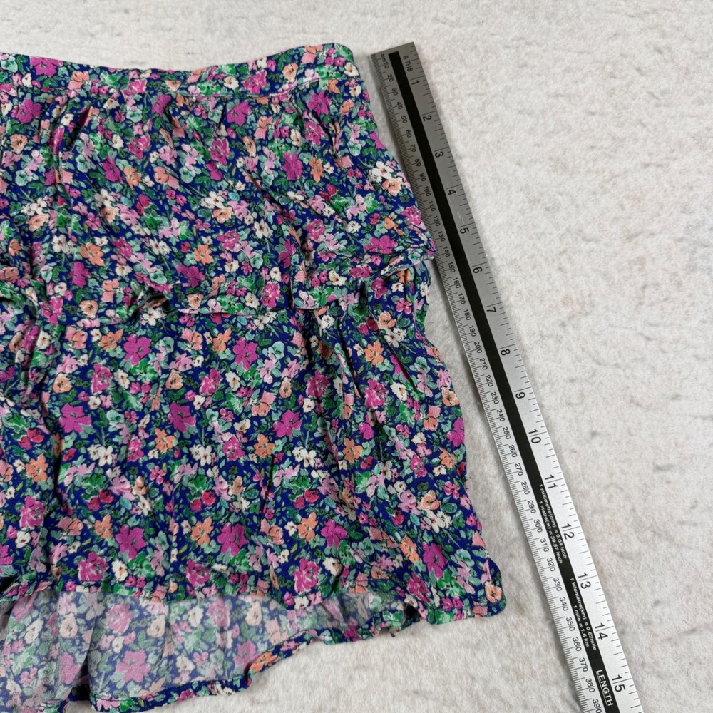 Zara Floral Ruffle Skort Womens Medium Multicolor Ditsy Print Tiered Mini Shorts - Picture 7 of 8